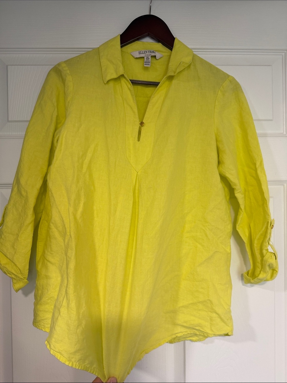 Ellen Tracy Neon Yellow Linen Popover Tunic